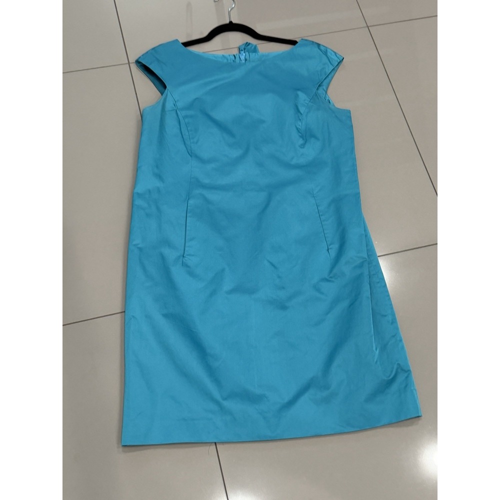 Women's Moschino Designer Turquoise Blue Silk Blend Shift Dress Size 44 US 10